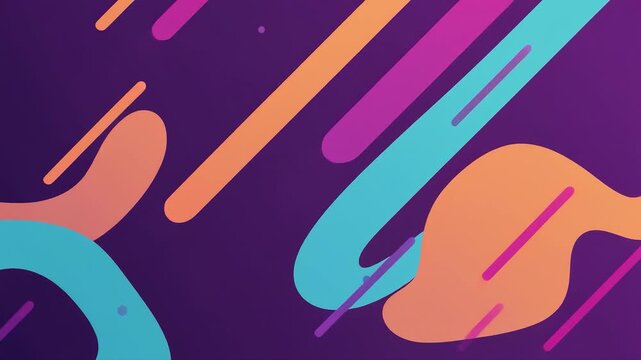 Colorful Memphis Style Background, Abstract Geometric Shapes and Lines Loop, Retro 90s Pop Art Animation