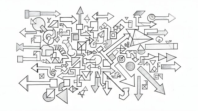 Various Arrows and Symbols Illustration on White Background from Direct Viewpoint zc (100).jpg