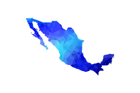 Mexico map - Polygon Style Vector Illustration in Blue Gradient, Low Poly Geometric Design, Isolated on White Background, Perfect for Infographics, Education, and Modern Presentations.