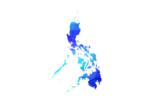 Philippines map - Polygon Style Vector Illustration in Blue Gradient, Low Poly Geometric Design, Isolated on White Background, Perfect for Infographics, Education, and Modern Presentations.