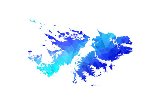 Falkland Islands map - Polygon Style Vector Illustration in Blue Gradient, Low Poly Geometric Design, Isolated on White Background, Perfect for Infographics, Education, and Modern Presentations.