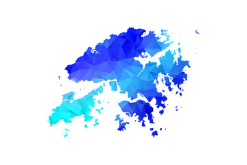 Hong Kong map - Polygon Style Vector Illustration in Blue Gradient, Low Poly Geometric Design, Isolated on White Background, Perfect for Infographics, Education, and Modern Presentations.