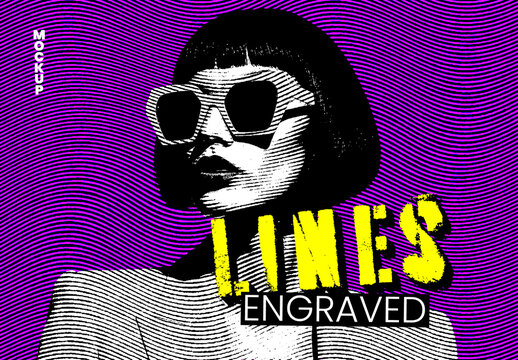 Lines Engraved Effect Mockup