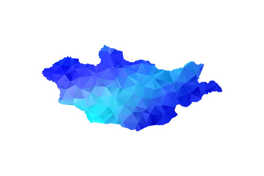 Mongolia map - Polygon Style Vector Illustration in Blue Gradient, Low Poly Geometric Design, Isolated on White Background, Perfect for Infographics, Education, and Modern Presentations.