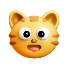 Fototapeta premium Smiling Cat Emoji 3D Illustration with Friendly Expression