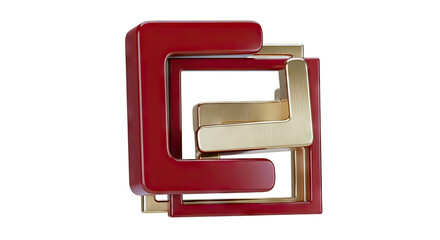 Interlocking Red and Gold Square Frame Abstract Design