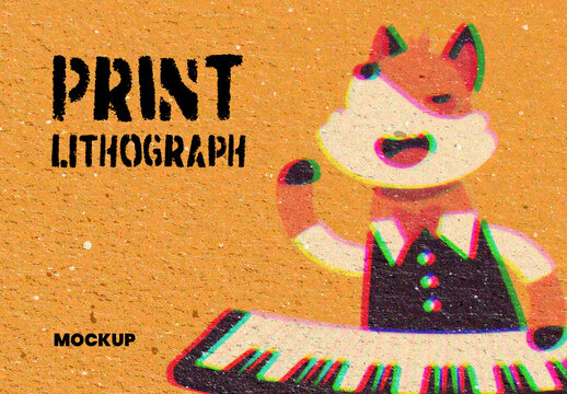 Old Print Lithograph Effect Mockup