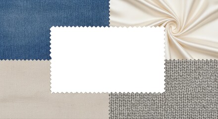 Fabric Swatches with Blank Card for Design Mockup and Presentation.