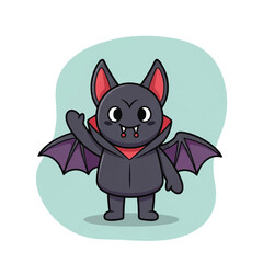 Cartoon Bat Character with Red Ears.
