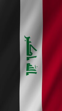 Vertical Iraq Flag Waving Animation, 4K Quality