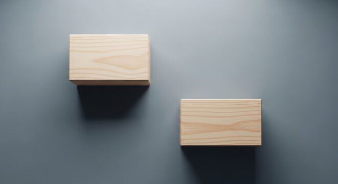The wooden blocks symbolize a minimal buffer zone and healthy boundaries. Perfect for workplace spacing, mental wellbeing, risk separation, and calm balance concepts