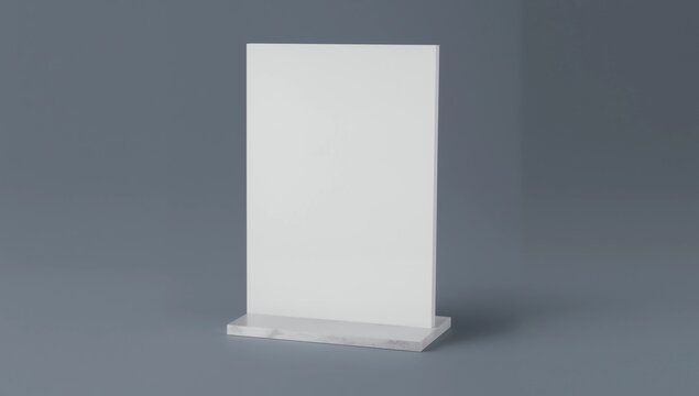 Transparent plastic and acrylic advertising menu holder, table holder, table top menu, card holder, photo frame for mockups and template design. 3d render illustration