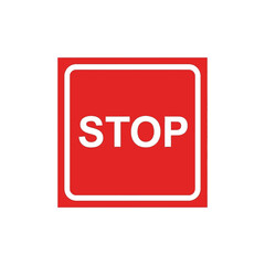 Red Stop Sign with White Border and Text for Caution or Warning