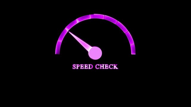 speed check speedometer gauge with low, medium and high levels.Neon animated Speedometer Sign Sudden Drop gauge level icon, Cartoon animation.Speedometer Animation. Rating Meter.4k