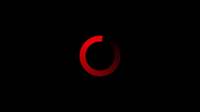 Animation of a loading spinning load wheel. Waiting for download. Red circle on a transparent background.