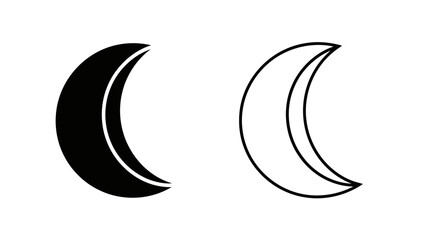 Fototapeta premium Crescent moon icon set. Includes solid black and outline versions of the celestial body symbol. Created in minimalist flat style with monochrome palette.