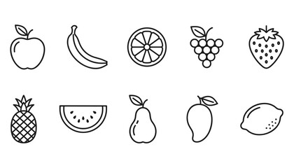 Various fruits assorted mix apple banana orange grape strawberry pineapple watermelon mango © GoDesigner