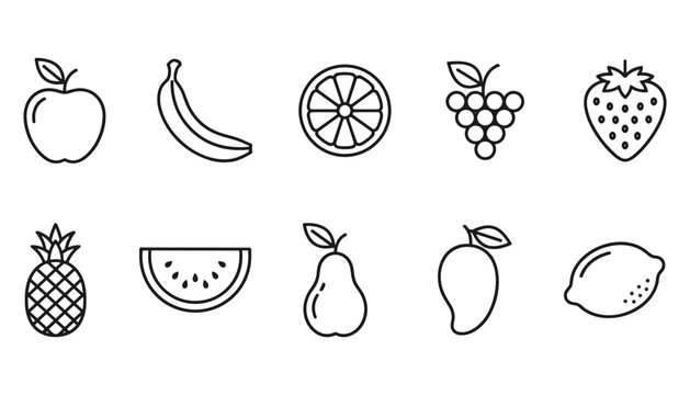 Various fruits assorted mix apple banana orange grape strawberry pineapple watermelon mango