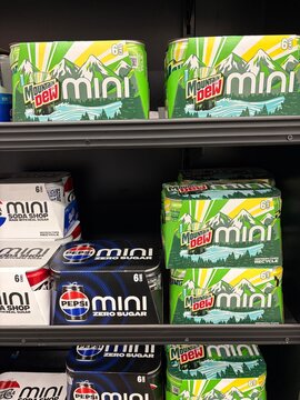 Walmart supercenter interior Pepsi Mini 6 pack soda variety close up