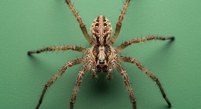 Brown Spider on Green Background