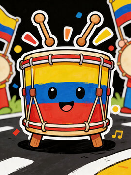 Illustration of a fun drum with the colors of the Colombian flag / tambor divertido
