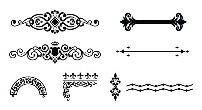 Collection of decorative ornaments isolated on transparency for vector design and web graphics