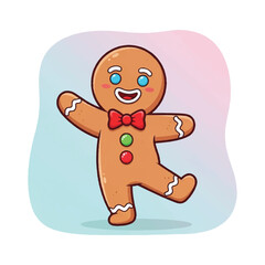 Happy Gingerbread Man with Red Bow Tie.