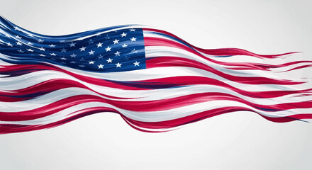 Fototapeta premium Vibrant American flag waving with dynamic brush strokes