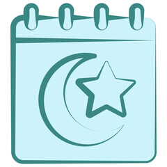 Calendar Dual Tone Icon Mini Illustration, Use For Modern Concept, Print, Ui, Ux Kit, Web And App Development. Vector Related To Ramadan, Eid Al-Fitr, Eid Al-Adha And More