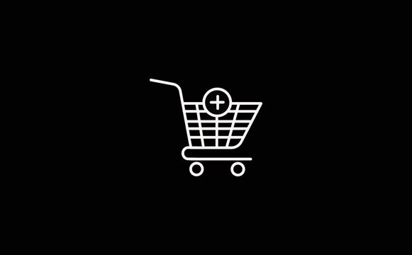 Shopping cart white outline on black background ecommerce video animation shopping cart online shopping ecommerce online shopping symbol.