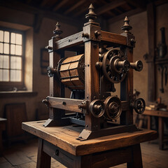 Naklejka premium old antique printing machine