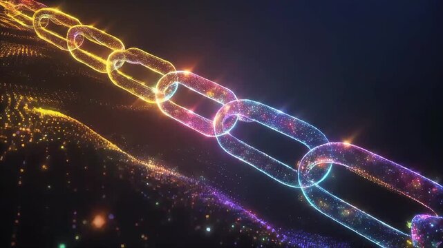 Futuristic Digital Blockchain Technology with Glowing Chain Links