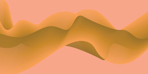 Abstract flowing wave in warm orange and brown tones on a light peach background.