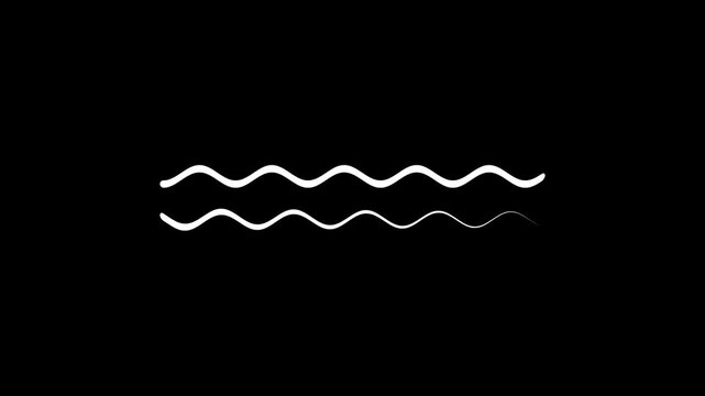 Two white wavy horizontal lines on a black background representing water waves or sound waves