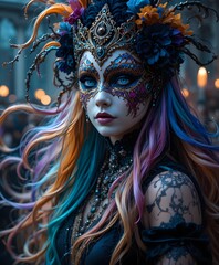 woman in carnival mask
