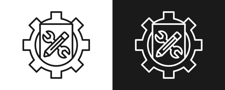 Technical Writing Icon Set Outline In White And Black Background