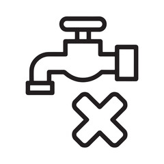 Fototapeta premium Simple black and white line drawing of a water tap with dripping water