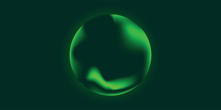 Abstract glowing green orb with fluid textures on a dark monochromatic background, creating an ethereal and mysterious visual.