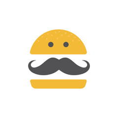 Logo burger with beard unique design abstract isolated on white background
