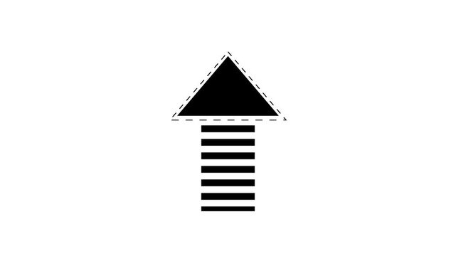 up arrow animation with dashed line and spinning tip dots for navigation ui.