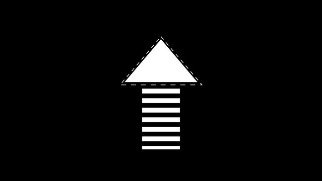 animated upward arrow with dashed tail and rotating tip dots for ui and motion graphics.