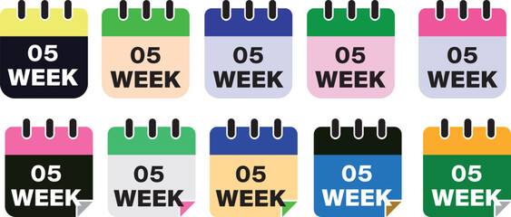 Fototapeta premium Weekly calendar icon collection. Isolated vector illustration on white background.Time management branding. Vector Calendar icons symbol. 