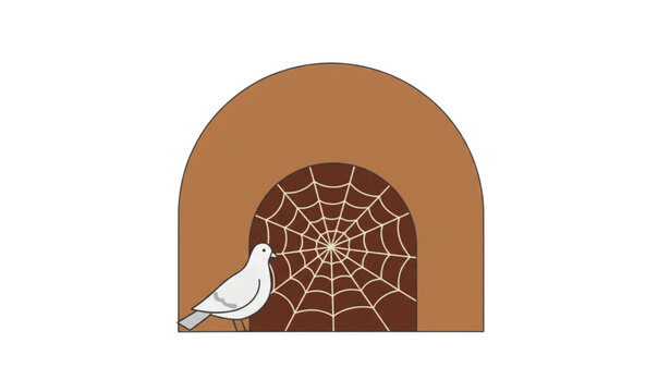 SEO Title
Minimal Cave Hira icon with pigeon and spider web Islamic symbolism vector
