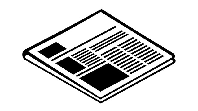 Minimal black and white newspaper icon representing print media and journalism for design projects.
