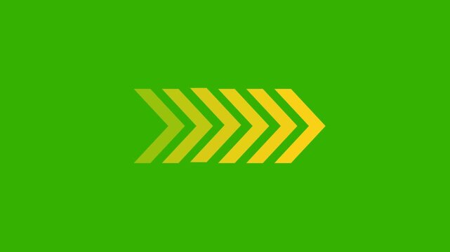 Dynamic arrow animation six animated yellow arrows seamlessly point rightwards across a vibrant green backdrop.