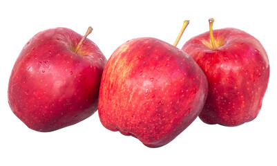 three red fresh apples isolated