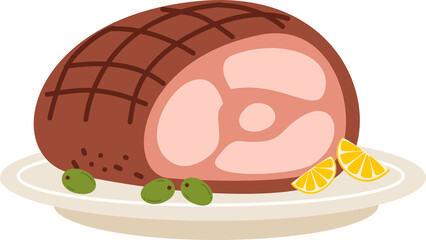 roasted meat with lemon