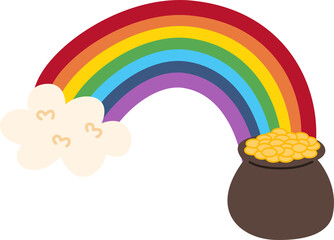 St. Patrick's Day Rainbow with Pot of Gold