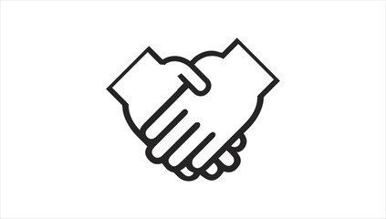 Obraz premium Simple black and white handshake illustration symbolizing partnership and agreement.