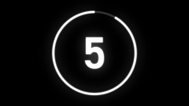 White neon circle count up timer 60 seconds animation